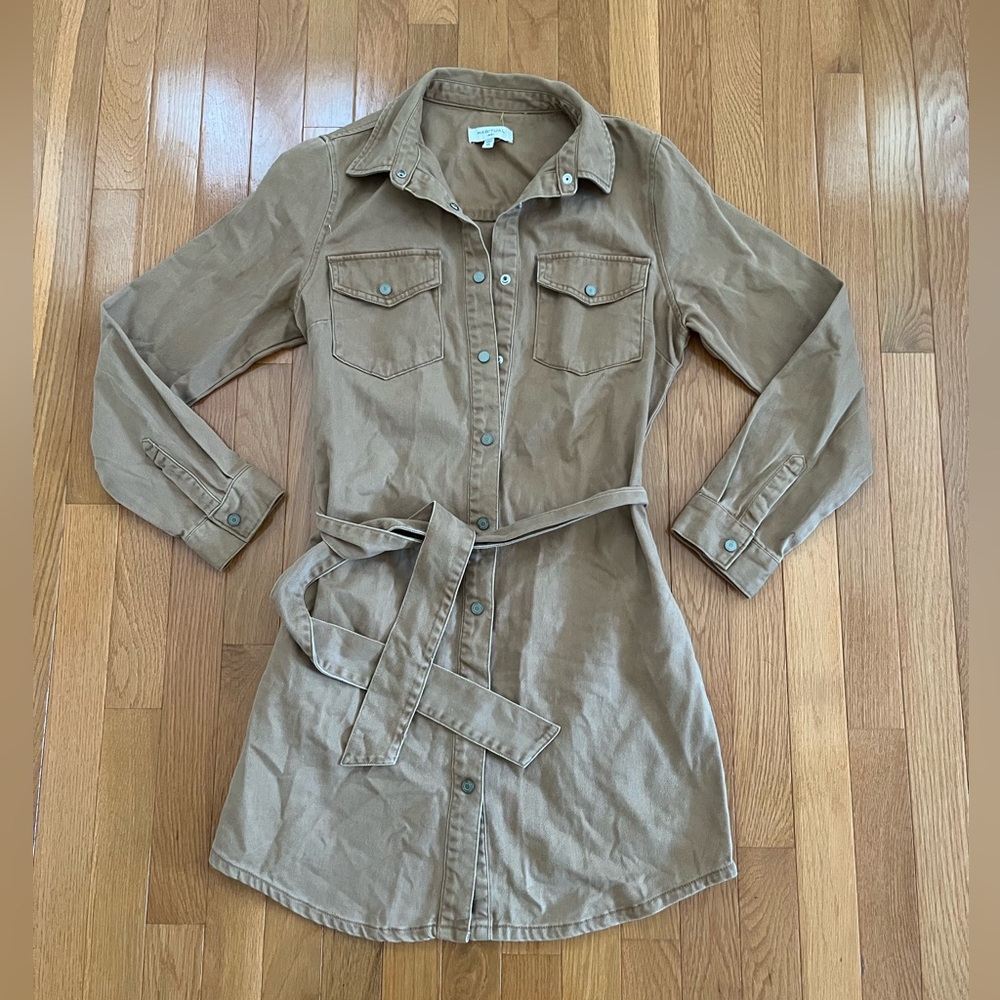 Habitual Long Sleeve Utility Button Up Belted Dress